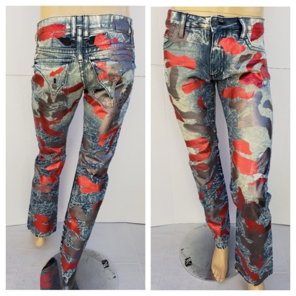 NEW ROBIN'S JEAN Straight Leg Coated Jeans SZ 40 - Picture 1 of 7